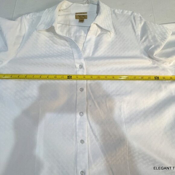 Investments II Woman TAYLOR Gold Label Button Up Shirt 20W White Work Top - Picture 10 of 15